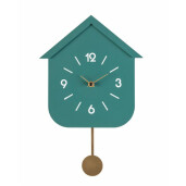 Ceas perete cu pendul verde Home 24x5.5x37.5 cm