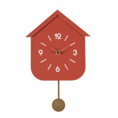 Ceas perete cu pendul caramiziu Home 24x5.5x37.5 cm