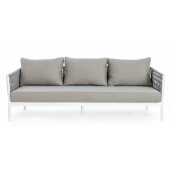 Canapea aluminiu alb textil gri Florencia 220x85x86 cm