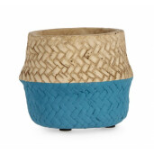 Set 8 ghivece flori ciment natur albastru Brazil 10x8 cm