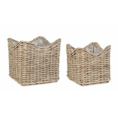 Set 2 cosuri depozitare ratan gri Haris 50x50x50 cm, 64x64x64 cm
