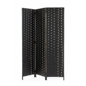 Paravan decorativ bambus hartie negru Jalila 135x6x180 cm