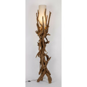 Lampadar lemn natur sticla alba Ace 35/40x180 cm