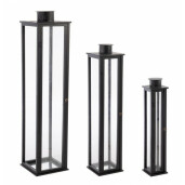 Set 3 felinare negre Torsti 15.5x15.5x78 cm; 22x22x103 cm; 30x30x129 cm