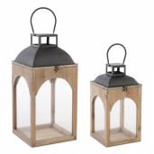 Set 2 felinare natur negru Shayra 20x20x45 cm; 26x26x58.5 cm