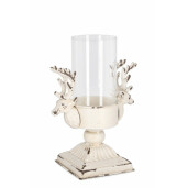 Suport lumanare metal alb vintage Selene 21.5x14x29 cm