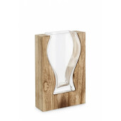 Vaza flori sticla lemn Medea 17x6x25 cm