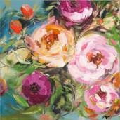 Tablou canvas Flowers 100x3.5x100 cm