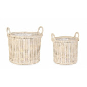 Set 2 cosuri ratan natur Randy 33x30-37 cm, 43x35-43 cm