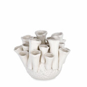 Set 2 vaze flori ceramica alba Iku 19.5x15 cm