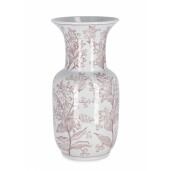 Vaza flori portelan alb rosu 18x35 cm