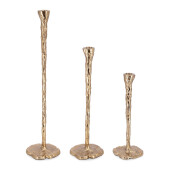 Set 3 sfesnice aluminiu auriu Sagar Ø10x31h; ø13x40,5h; ø13x53,5h