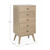 Comoda 5 sertare lemn natur Alannis 48x35x99 cm