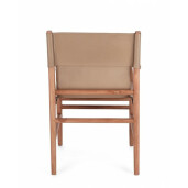 Scaun lemn maro piele naturala taupe Caroline 57x58x85 cm