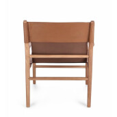 Fotoliu lemn piele naturala cognac Caroline 70x72x79 cm