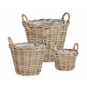 Set 3 cosuri ratan gri Randy 22x16-24 cm, 30x23-29 cm, 37x30-38 cm