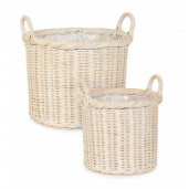 Set 2 cosuri ratan natur Randy 33x30-37 cm, 43x35-43 cm