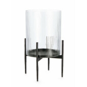 Set 2 suporturi lumanari metal negru Siwan 23x40 cm