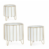 Set 3 suporturi flori metal alb auriu Hellin 17x21 cm, 23x27 cm, 29x31 cm