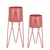 Set 2 suporturi flori metal roz Madelyn 23.5x53-57 cm; 21.5x42-46 cm