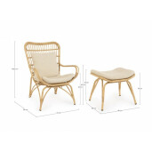 Set fotoliu suport picioare aluminiu natur Maela 76x84x102.5 cm, 58x48x46 cm