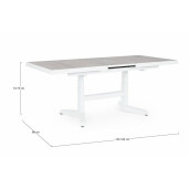Masa extensibila aluminiu alb ceramica gri Bia 143/183x88x53/75 cm