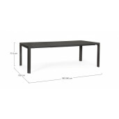 Masa extensibila aluminiu gri antracit Kiplin 180/240x100x77.5 cm