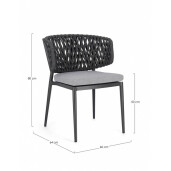 Set 4 scaune gri negru Noelia 60x64x80 cm