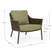 Set 2 fotolii gri verde Everly 80x80x80 cm