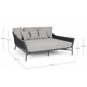 Pat de zi gri Everly 166x153x82 cm