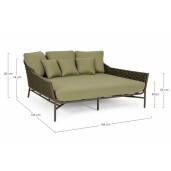 Pat de zi verde Everly 166x153x82 cm