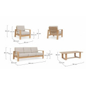 Set mobilier gradina aluminiu textil Baltic 206x85.5x83 cm