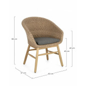 Set 2 scaune natur gri Abaca 62x57x84 cm
