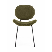Set 2 scaune otel negru textil verde Maddie 52x59.5x79.5 cm