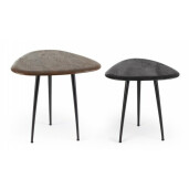 Set 2 masute otel lemn mango negru maro Mayo 50x50x50 cm, 40x40x40 cm