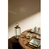 Felinar sticla metal auriu Tehri 14x15x39 cm