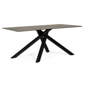 Masa cu picioare din fier negru si ceramica maro Messier 180 cm x 90 cm x 76 h