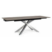 Masa extensibila cu picioare din fier gri si blat ceramica maro Arzachel 160/240 cm x 90 cm x 76 h