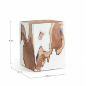 Masuta polirasina alba lemn maro Melty 30x30x40 cm