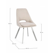 Set 2 scaune otel argintiu textil bej Kashar 45x49.5x85 cm