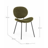 Set 2 scaune otel negru textil verde Maddie 52x59.5x79.5 cm