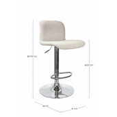 Set 2 scaune bar crom argintiu textil bej Rafael 41x46x86/107 cm