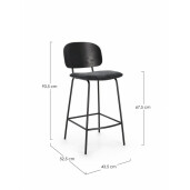 Set 2 scaune bar negru gri Sienna 43.5x52.5x93.5 cm