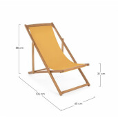 Set 4 scaune gradina lemn maro textil galben Noemi 60x106x88 cm