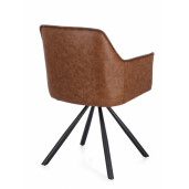 Set 2 scaune rotative otel negru piele maro Breval 59.5x61x84 cm