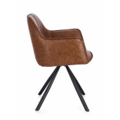 Set 2 scaune rotative otel negru piele maro Breval 59.5x61x84 cm