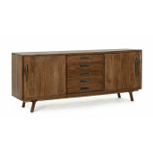 Comoda 2 usi 5 sertare lemn mango maro Sherman 200x40x85 cm