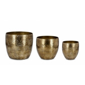 Set 3 vaze metal auriu Bimala 24.5x24.5 cm, 33x30.5 cm, 40x34 cm