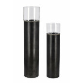 Set 2 suporturi lumanari metal negru Bimala 21.5x85 cm, 24.5x108 cm