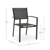 Set 6 scaune gradina aluminiu textilena gri antracit Hilde 57x60x88h